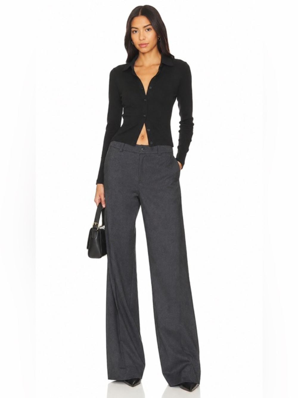 Vince Charcoal Wool Blend Wide Leg Trousers Gray Career Pants Size 6